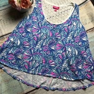 Lilly for Target Oh My Fans Tank Hi-Lo Lace back